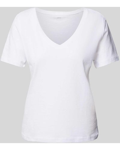 Mango T-Shirt mit V-Ausschnitt Modell 'CHALAPI' - Weiß