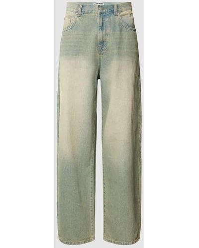 Review Jeans mit Denim-Look und Baggy Fit - Grün