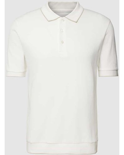 Marc O' Polo Regular Fit Poloshirt mit Kontraststreifen - Weiß