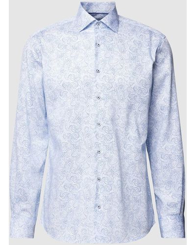 Eterna Modern Fit Zakelijk Overhemd Met Paisleymotief - Blauw