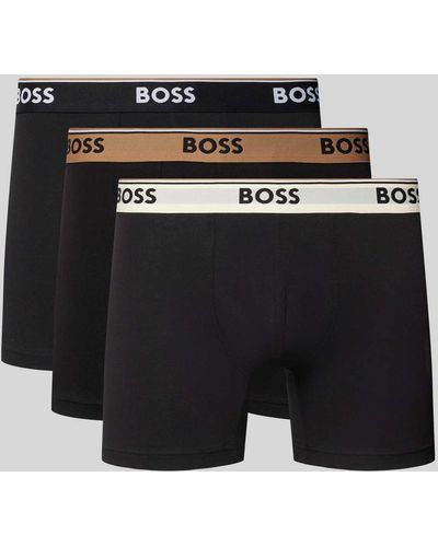 BOSS Trunks mit elastischem Logo-Bund im 3er-Pack - Schwarz