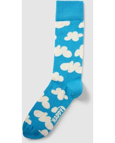 Happy Socks Socken mit Allover-Muster Modell 'Cloudy' - Blau