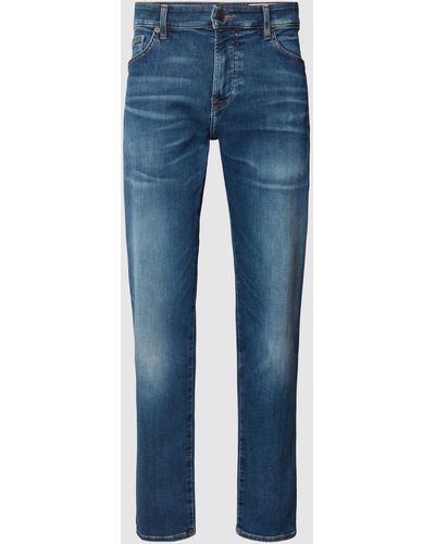 BOSS Regular Fit Jeans Met Labeldetail - Blauw