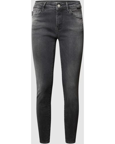 Mavi Cropped Super Skinny Fit Jeans mit Stretch-Anteil Modell 'Adrianna' - Grau