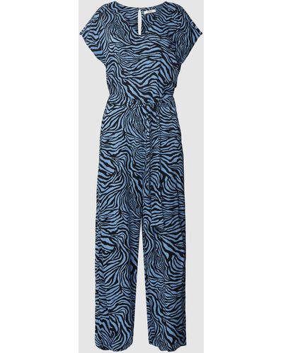 B.Young Jumpsuit aus reiner Viskose mit Animal-Print Modell 'Joella' - Blau