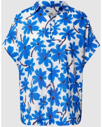 0039 Italy Blusenshirt mit floralem Muster Modell 'Derry' - Blau