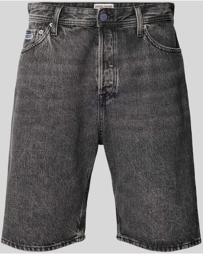 Jack & Jones Baggy Fit Jeansshorts mit Label-Stitching Modell 'ALEX' - Grau