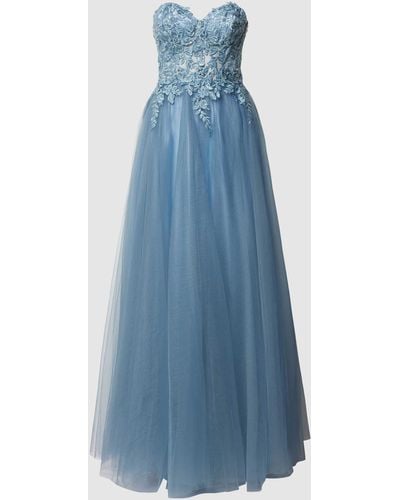 Luxuar Abendkleid im semitransparenten Design - Blau