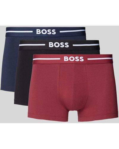 BOSS Trunks mit elastischem Label-Bund im 3er-Pack - Rot