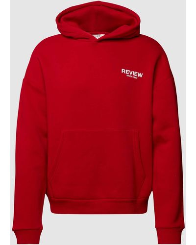 Review Hoodie mit Label-Print - Rot