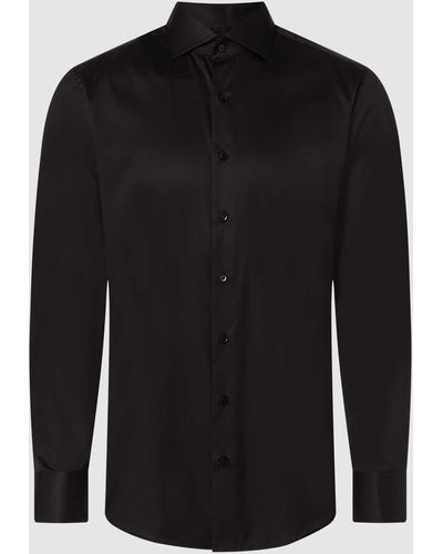 Eterna Slim Fit Zakelijk Overhemd Met Haaikraag - Zwart