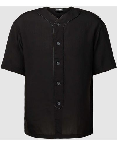 Emporio Armani Comfort Fit Vrijetijdsoverhemd Met Halflange Mouwen - Zwart