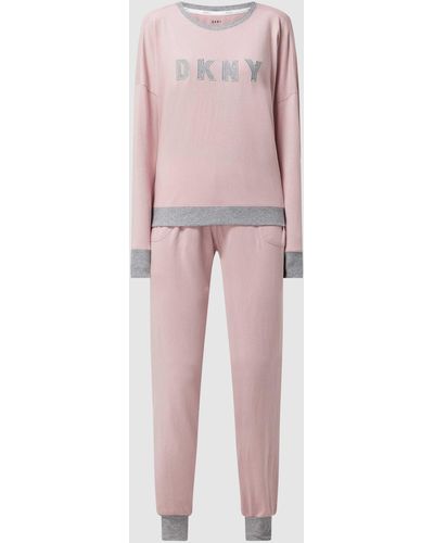 DKNY Pyjama Van Een Mix Van Katoen En Viscose - Roze