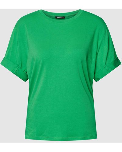 Repeat Cashmere T-shirt Met Vaste Mouwboorden - Groen