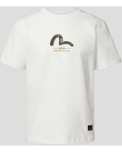 Evisu T-Shirt mit Label-Stitching - Weiß