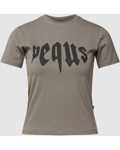 Pequs T-shirt Met Labelprint - Grijs