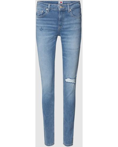Tommy Hilfiger Skinny Fit Jeans im Destroyed-Look Modell 'NORA' - Blau