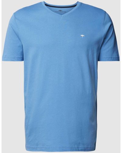 Fynch-Hatton T-Shirt mit V-Ausschnitt - Blau