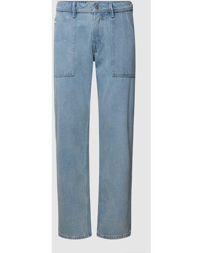 Tom Tailor Straight Fit Jeans Met Sierstroken - Blauw