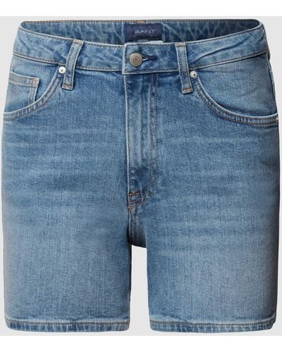 GANT Korte Jeans Met Logostitching - Blauw