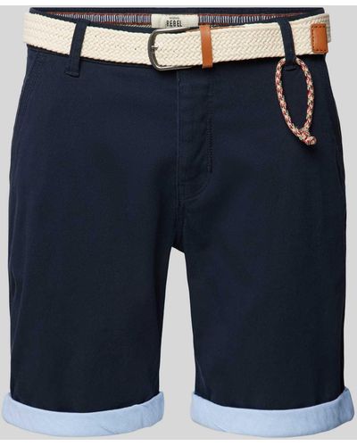 Redefined Rebel Regular Fit Shorts mit Gürtel - Blau