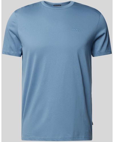 Joop! T-Shirt mit geripptem Rundhalsausschnitt Modell 'Cosmo' - Blau