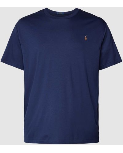 Ralph Lauren Plus Size T-shirt Met Labelstitching - Blauw