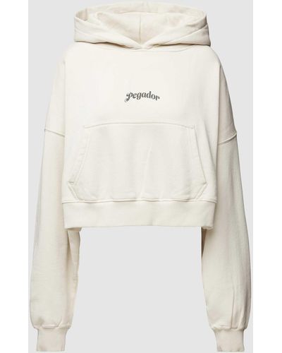 PEGADOR Oversized Cropped Hoodie mit Label-Print Modell 'ODDA' - Natur