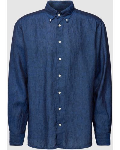 Eton Regular Fit Linnen Overhemd - Blauw