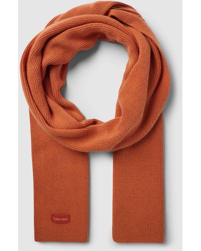 Calvin Klein Strickschal mit Label-Patch Modell 'Essential' - Orange