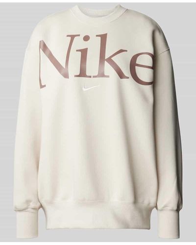 Nike Sweatshirt mit Logo-Print - Natur