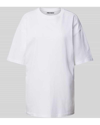 Review Oversized T-Shirt mit überschnittenen Schultern - Weiß