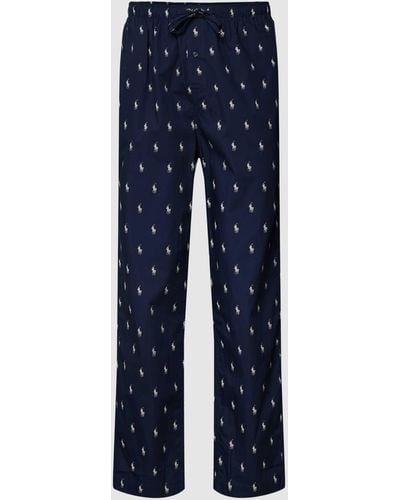 Polo Ralph Lauren Pyjama-Hose mit Allover-Logo Modell 'WOVEN' - Blau
