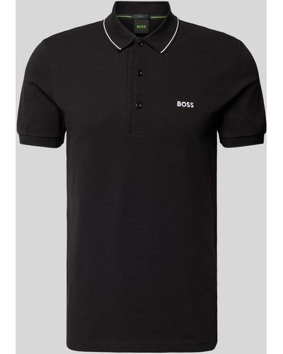 BOSS Regular Fit Poloshirt mit Label-Stitching Modell 'Paule' - Schwarz