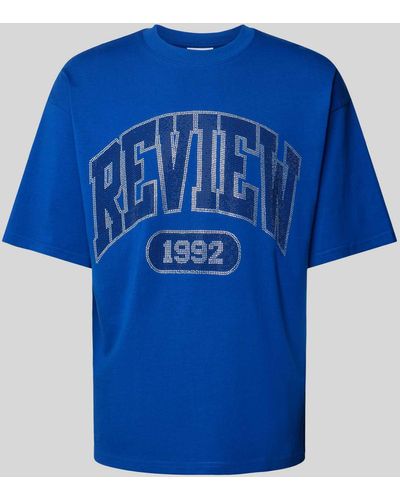 Review Oversized T-Shirt mit Label-Print - Blau