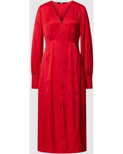 Karl Lagerfeld Midi-jurk Met Bandplooien - Rood