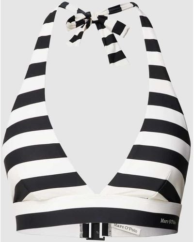 Marc O' Polo Bikini-Oberteil mit Streifenmuster Modell 'Classic' - Weiß