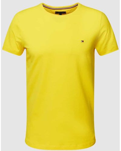 Tommy Hilfiger Slim Fit T-Shirt mit Label-Stitching - Gelb