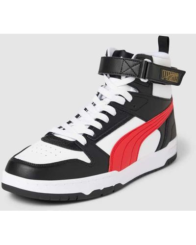 PUMA High Top Sneaker aus Leder mit Kontrastbesatz Modell 'Game' - Weiß