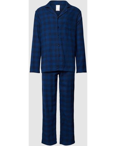 S.oliver Pyjama Met Ruitpatroon - Blauw