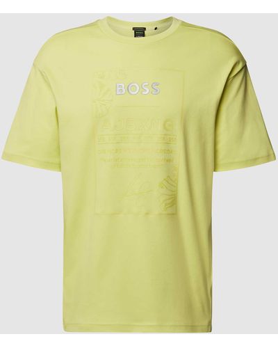 BOSS T-Shirt mit Label-Print Modell 'Talboa' - Gelb