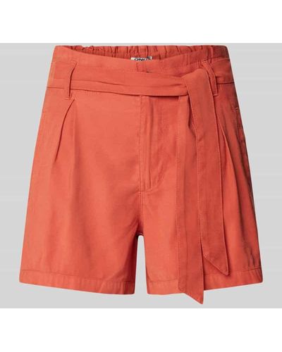 ONLY Shorts aus Viskose-Mix mit Bindegürtel - Orange
