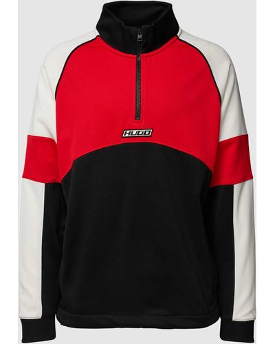 HUGO Sweatshirt Met Opstaande Kraag - Rood