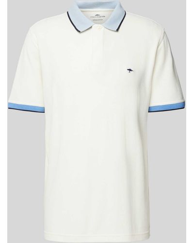 Fynch-Hatton Regular Fit Poloshirt Met Contrastgarnering - Wit
