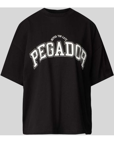 PEGADOR Oversized T-Shirt mit Label-Print Modell 'WAYRUNA' - Schwarz