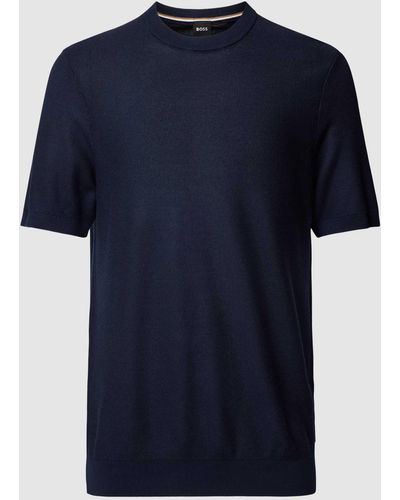 BOSS T-Shirt mit Strukturmuster Modell 'Tantino' - Blau
