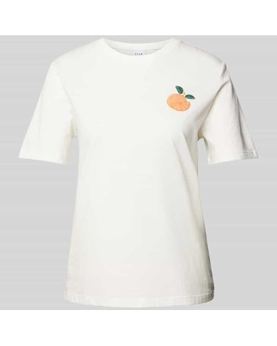 Vila T-Shirt mit Rundhalsausschnitt Modell 'SYBIL' - Weiß