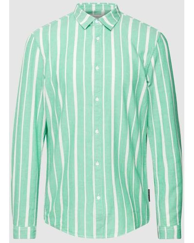 Tom Tailor Regular Fit Freizeithemd mit Streifenmuster Modell 'striped' - Grün