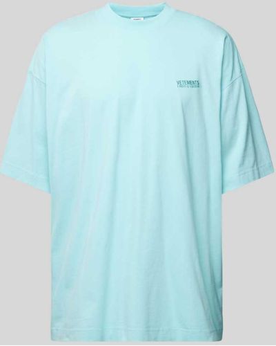 Vetements Oversized T-Shirt mit Label-Detail - Blau