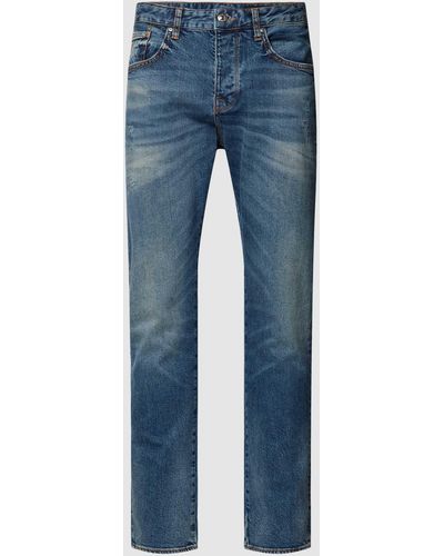 Armani Exchange Slim Fit Jeans Met Knoop- En Ritssluiting - Blauw